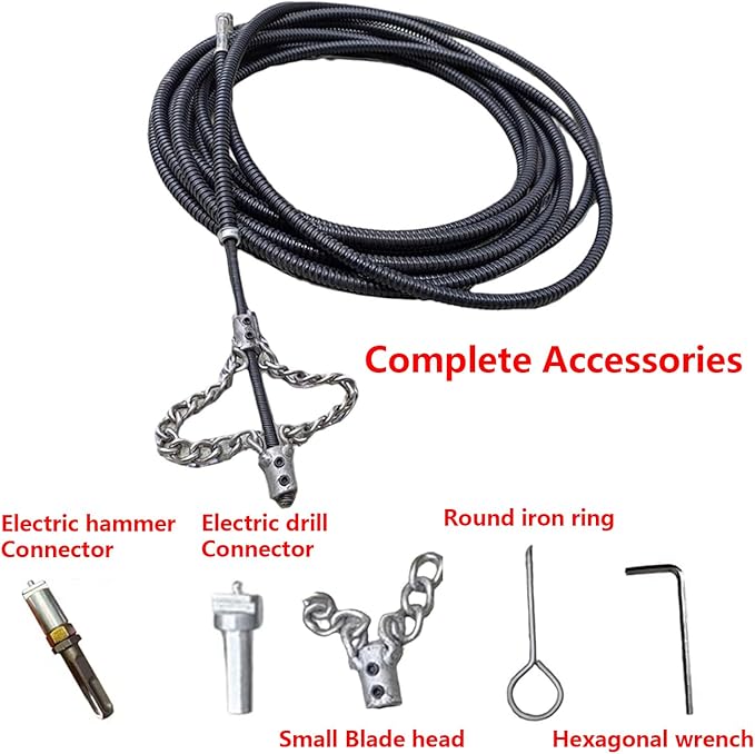 Flex-Shaft Sewer Descaling Chain,Drain Clog Remover,Gutter Cleaning Tools Drain Cleaner for Toilet Shower Kitchen Bathroom Tub Clogged Drains Opener Tool(400cm,Black)