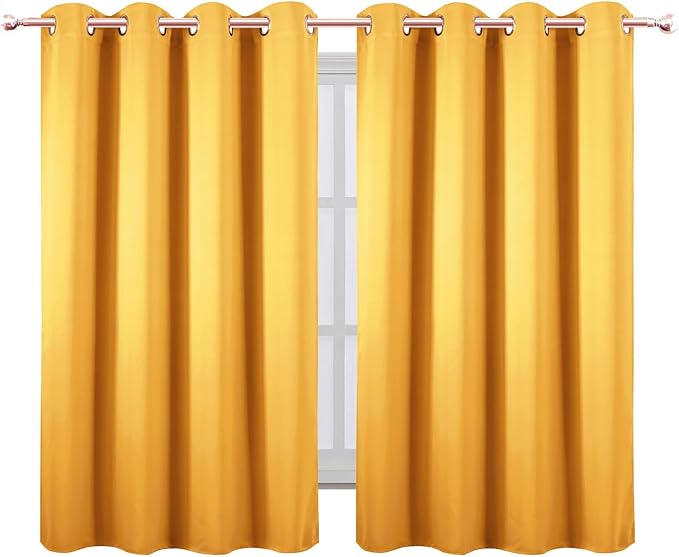 LEMOMO Blackout Curtains 66 x 54 Inch Long Yellow Curtains Set of 2 Panels Room