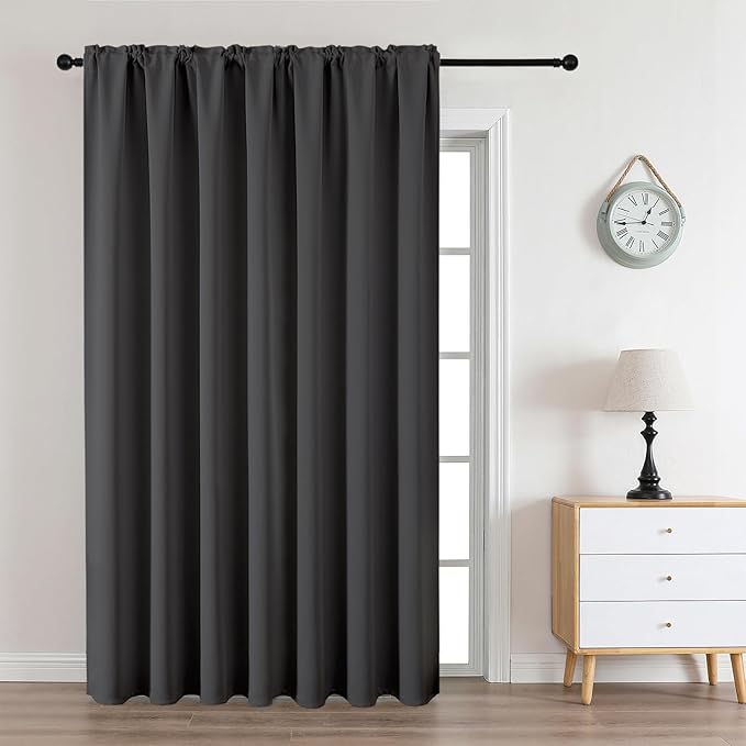 CUCRAF Dark Grey Blackout Curtains Customize, Rod Pocket Room Darkening Curtain