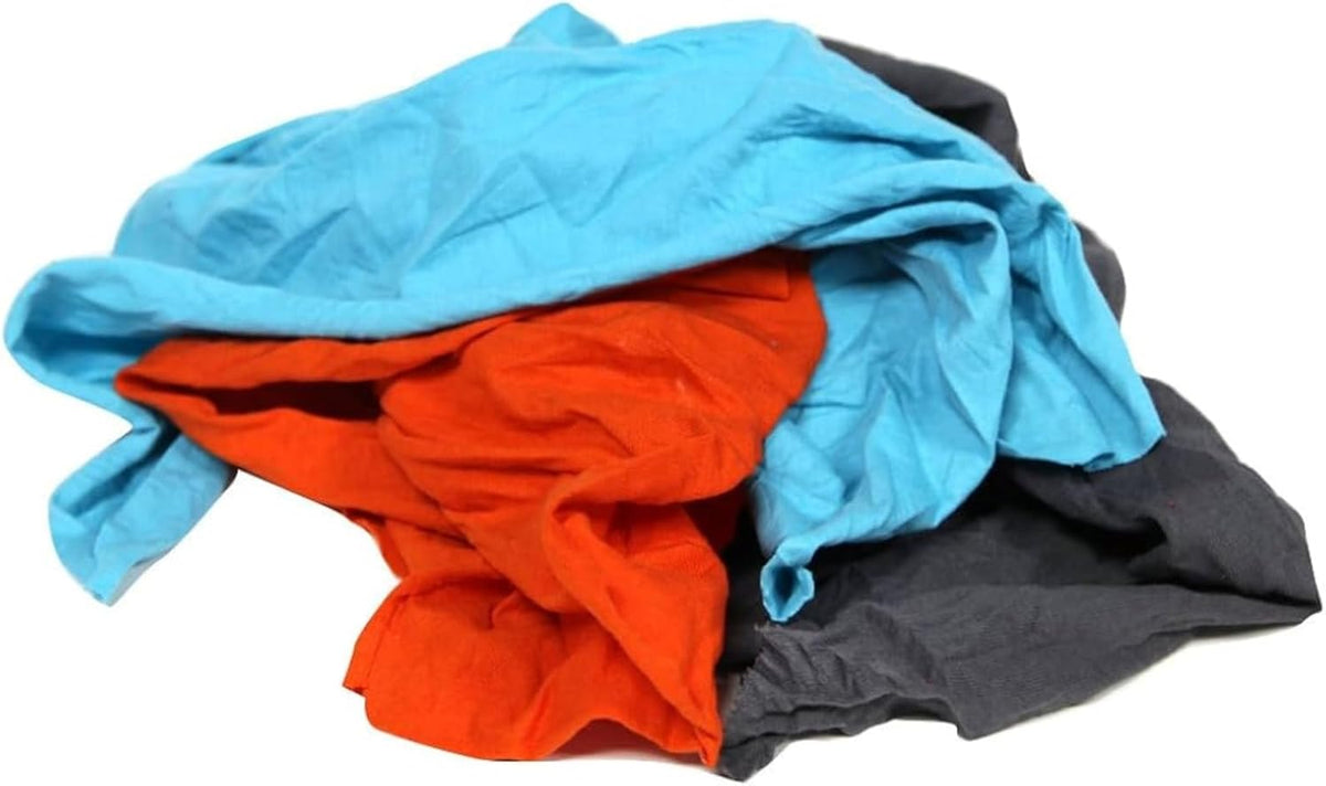 Premium Color Knit Cleaning Rags (2 lb. Bag - Pack of 12) – Shop Rags Bulk for Workshops, Mechanics, Painters, and Home Use, Multipurpose Cotton T-Shirt Rags