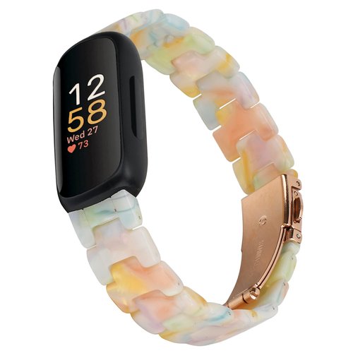 LAREDTREE Compatible with Fitbit Inspire 3 Band for Women, Resin Watch Band Replacement Strap Adjustable Wristband for Fitbit Inspire 3