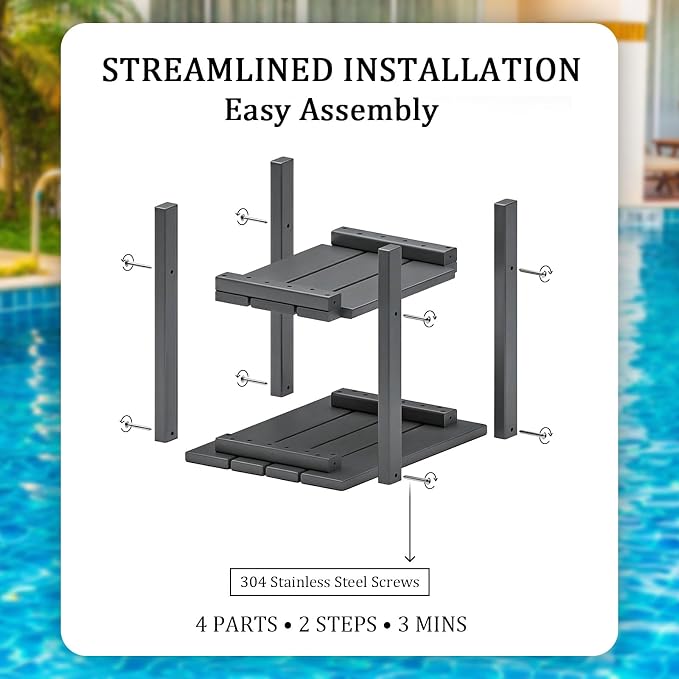 OTSUN Adirondack Outdoor Side Table, 16" HDPE Patio Side Table with Shelf, Weather Resistant Easy Maintenance for Backyard Pool Porch Garden & Lawn