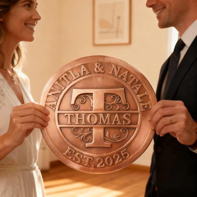 Copper Decor Metal Family Wall Decor Last Name Signs Welcome to Our Home Outdoor Wall Art Wedding Gifts Personalized Family Name Sign Anniversary Wedding Gifts for Couples 2025 Women,Wife, Parents, Housewarming