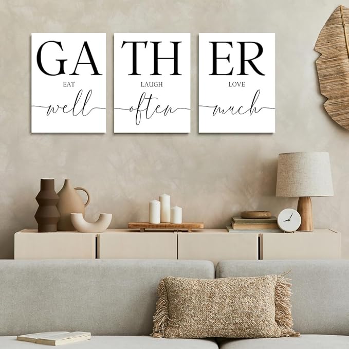 GUBIYU Gather Signs for Home Decor, Wall Art for Dining Room and Kitchen