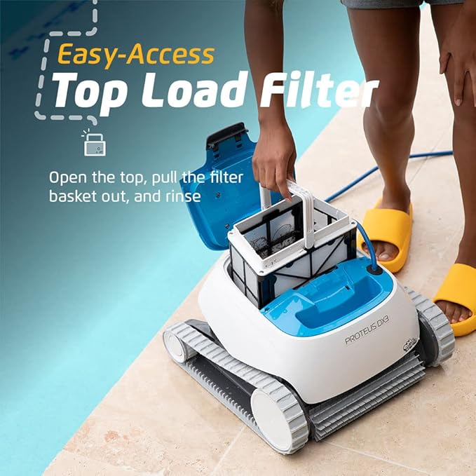 Dolphin Proteus DX3 Automatic Robotic Pool Vacuum Cleaner Includes Caddy for Easy to Transport and Storage, Ideal for In-Ground Pool up to 33 FT in Length