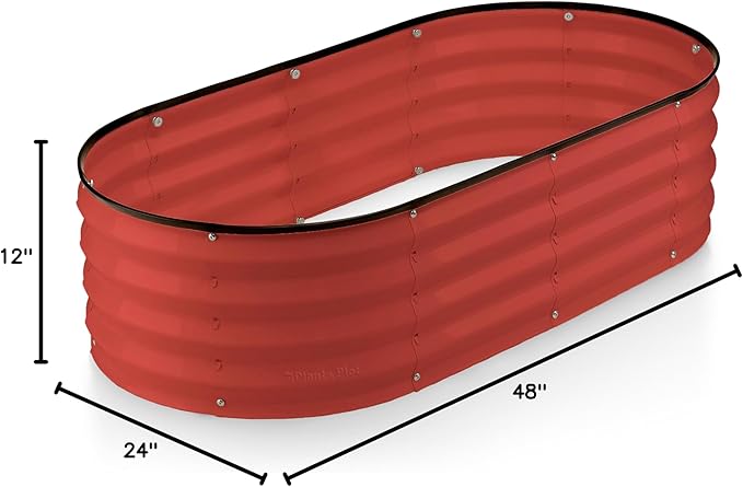 Plant & Plot Galvanized Raised Garden Beds Outdoor // 4×2×1 ft Planter Raised Beds for Gardening, Vegetables, Flowers // Large Metal Garden Box (Red) // Patented Tool-Free Design