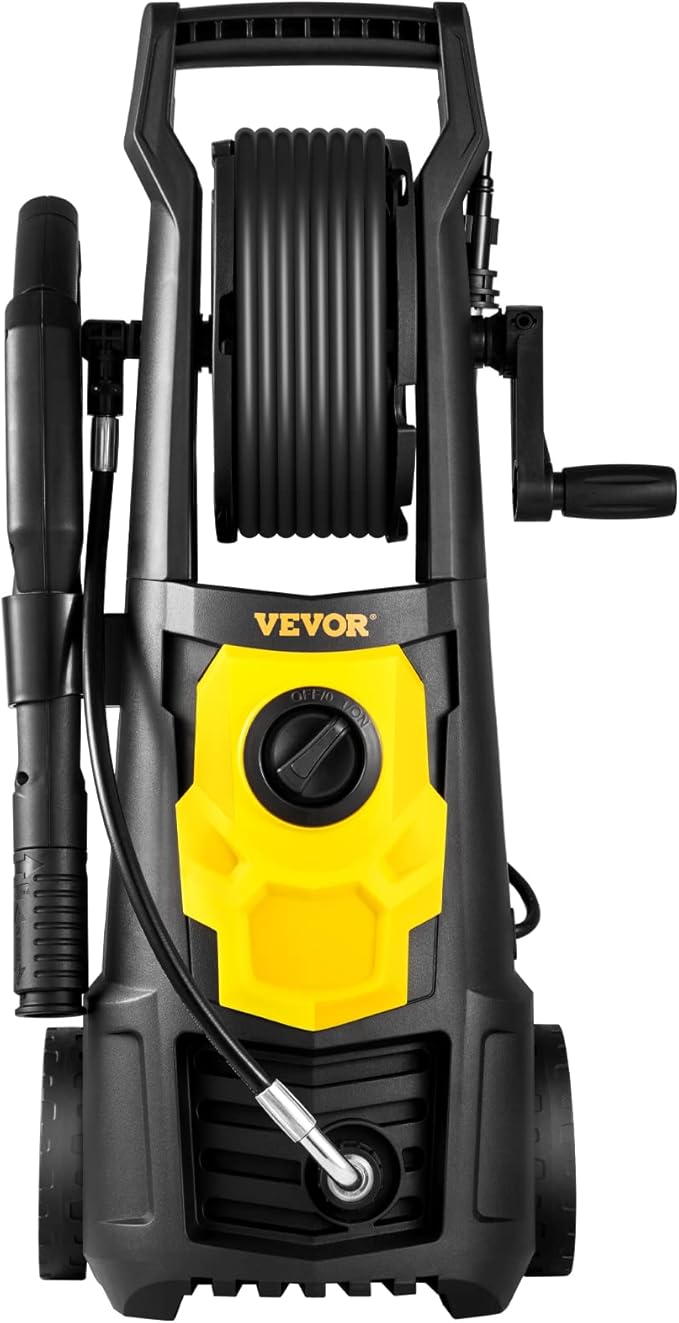 VEVOR Electric Pressure Washer, 2000 PSI 1.76 GPM, Portable Cleaner with 30ft Hose Reel, Foam Cannon & 5 Nozzles for Cars, Patios, Fences - ETL Listed