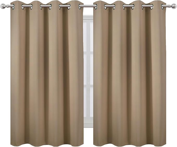 LEMOMO Natural Thermal Blackout Curtains/52 x 54 Inch/Set of 2 Panels Room