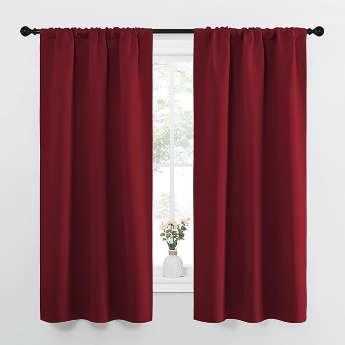 NICETOWN Christmas Burgundy Curtains Blackout Drape Panels
