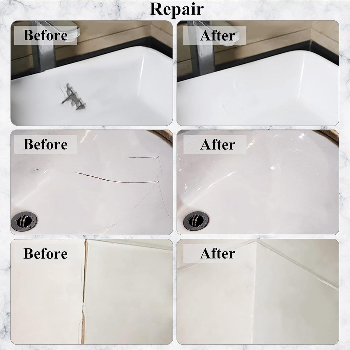 Tub, Tile and Shower Repair Kit (Color Match), Hupeyna Porcelain Repair Kit, Bathtub Repair Kit for Chips Dents Cracks Holes Scratchs, etc. Fiberglass Repair Set - Offer More Color Options