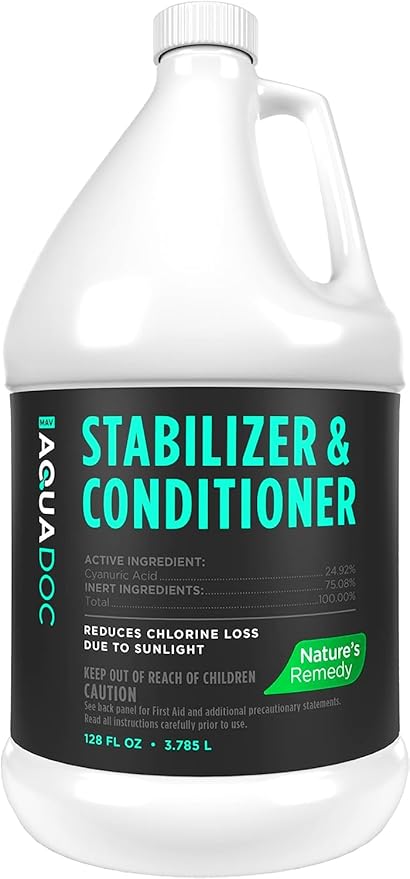 Pool Stabilizer and Conditioner for Swimming Pools - Maximum Strength Swimming Pool Conditioner and Cyanuric Acid for Pools - Helps with Pool Water Evaporation - AquaDoc Pool Supplies