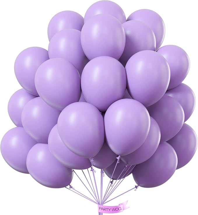 PartyWoo Lavender Balloons 101pcs 12 Inch Light Pastel Purple Lilac Purple Latex Helium Balloons for Birthday Baby Shower Graduation Wedding Anniversary Bridal Shower Party Decorations Purple-Q10