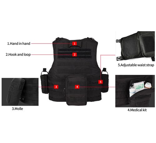 CrogaGear Tactical Vest Airsoft Vest Adjustable Outdoors for Man Vest (CP)