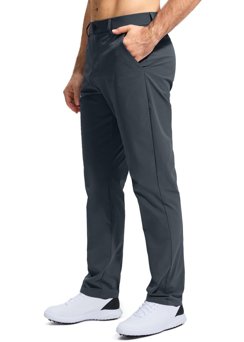 Pudolla Men's Golf Pants Mens Dress Pants Stretch Work Pants 30 Lightweight Quick Dry Slacks Casual Trousers with Pockets(Iron Grey 38Wx30L)