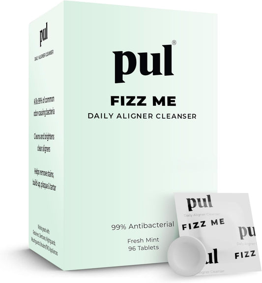 PUL Aligner Cleaner Tablets (Pack of 96) – For Cleaning Invisalign, All Clear Aligners & Retainers – Removes Odor, Stains, Plaque – Cleans Dentures, Night & Mouth Guards, All Dental Removables