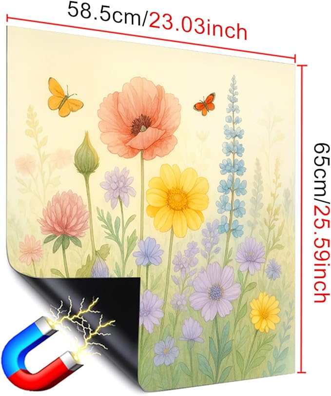 Dishwasher Magnet Cover 23x26 in Colorful Floral Magnetic Dishwasher Cover for Kitchen Appliance Decoration Front Panel Sticker Rustic Art Skin Panel Home Decor Decal