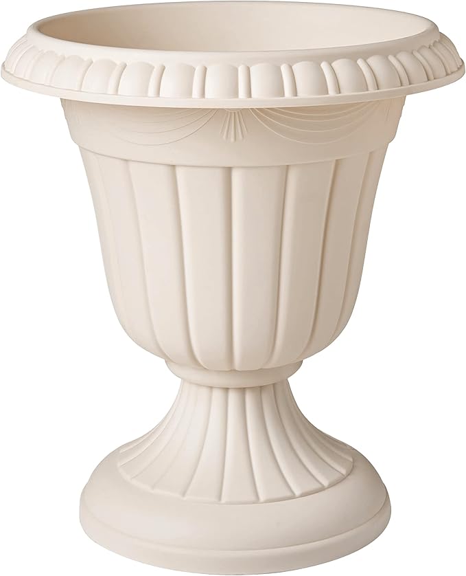 Arcadia Garden Products PL10BG Classic Traditional Plastic Urn Planter Indoor/Outdoor 15" x 13", Beige