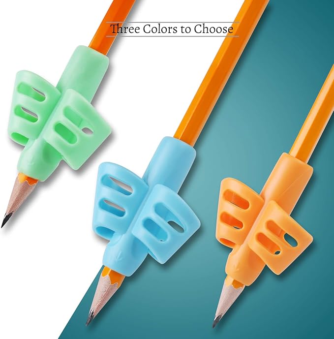 Pencil Grips, Pencil Grips for Kids Handwriting, Children Pen Writing Aid Grip Set Posture Correction Tool for Kids Preschoolers Children, Hollow Ventilation Design, 3 Pack