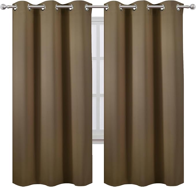 LEMOMO Brown Thermal Blackout Curtains/42 x 72 Inch/Set of 2 Panels Room
