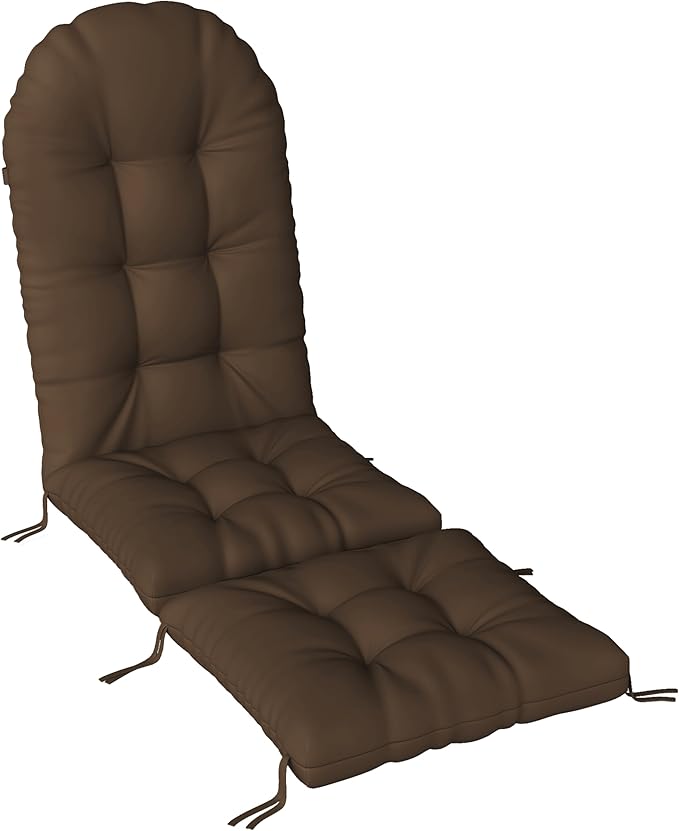 Adirondack Chair Cushion with Ottoman, Folding Adjustable Adirondack Seat Cushions, Waterproof Adirondack Patio Chair Pads for Garden, Deck, or Poolside, Large-Brown-1