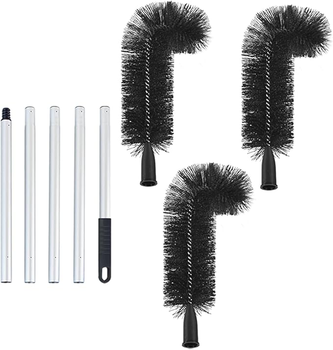 Gutter Cleaner Tools From Ground For Rooftops Wet Leaves, Gutter Cleaning Tools with 3 Brush Heads, Gutter Brush with Telescoping Handle to Unclog Downspouts(5.5ft)