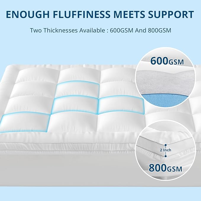 YUGYVOB California King Mattress Topper Extra Thick, Cooling, and Breathable Mattress Pad 8-21" Deep Pocket Soft Down Alternative Fill