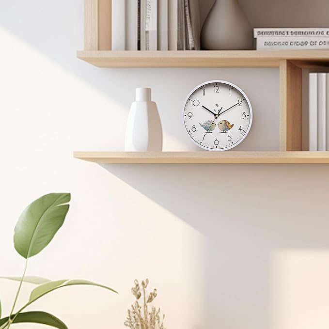 NUOVO 8 Inch Round Wall Clock Silent & Non-Ticking Retro Wall Clock Operated