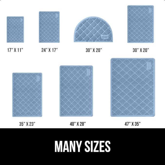 GORILLA GRIP Cat Litter Box Mat, 47x35, Water Resistant, US Designed Kitty Litter Trapping Mats, Easy to Clean, Scatter Control, Less Mess and Clean Floors, Kitten Supplies for Indoor Cats, Light Blue