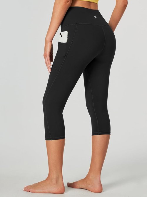 Heathyoga Capri Leggings - High Waisted Tummy Control with Pockets for Women | Comfortable Fit
