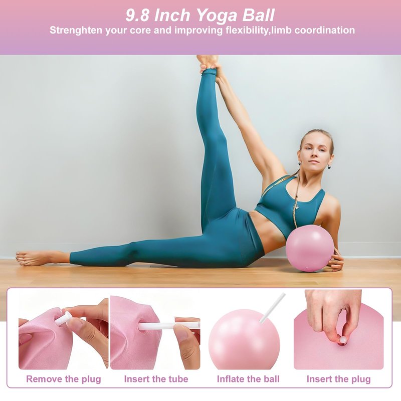 Pilates Kit,Home Pilates Ring Kit for Women,Pilates Equipment 15" Pilates Ring Plus and Ball Set with Pilates Ring, Pilates Ball, Resistance Bands, Figure 8 Band & Accessories Pilates Starter Kit