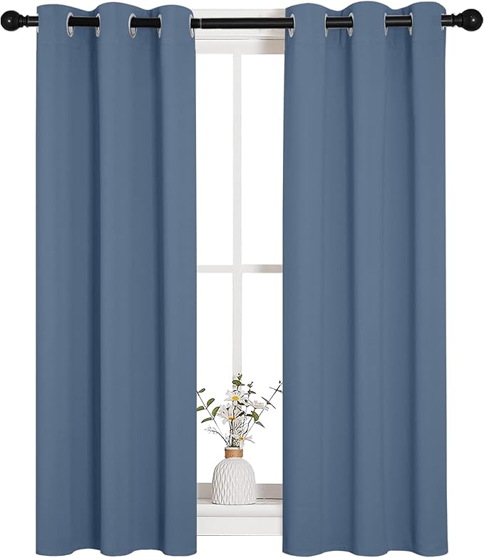 NICETOWN Thermal Insulated Curtains Blackout Draperies, Stone Blue, 29 by 40
