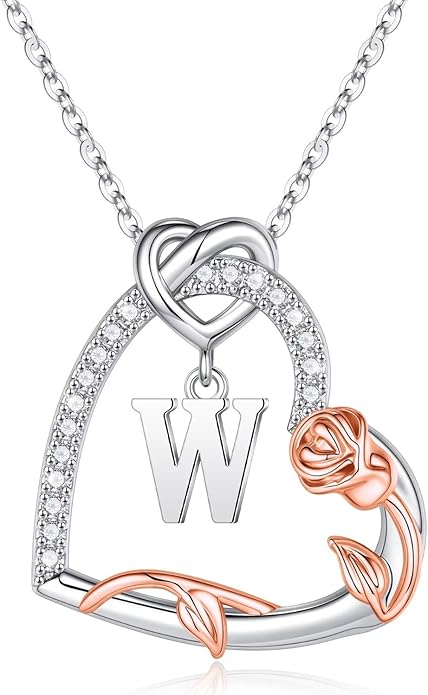 Iefil Christmas Gifts for Women Her - 925 Sterling Silver Heart Initial Necklaces, Anniversary Birthday Gifts, Women Jewelry Gift for Wife Girlfriend Mom Daughter Her