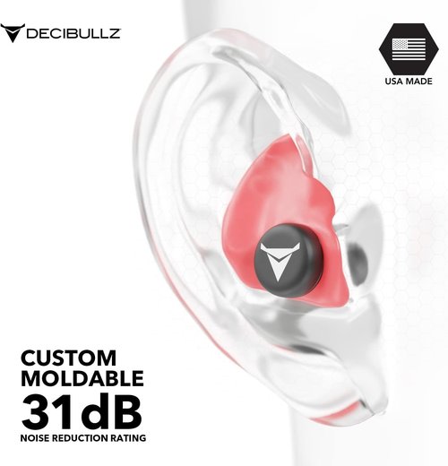 Decibullz Custom Molded Earplugs - Pro Pack for Ultimate Noise Reduction | Red Color