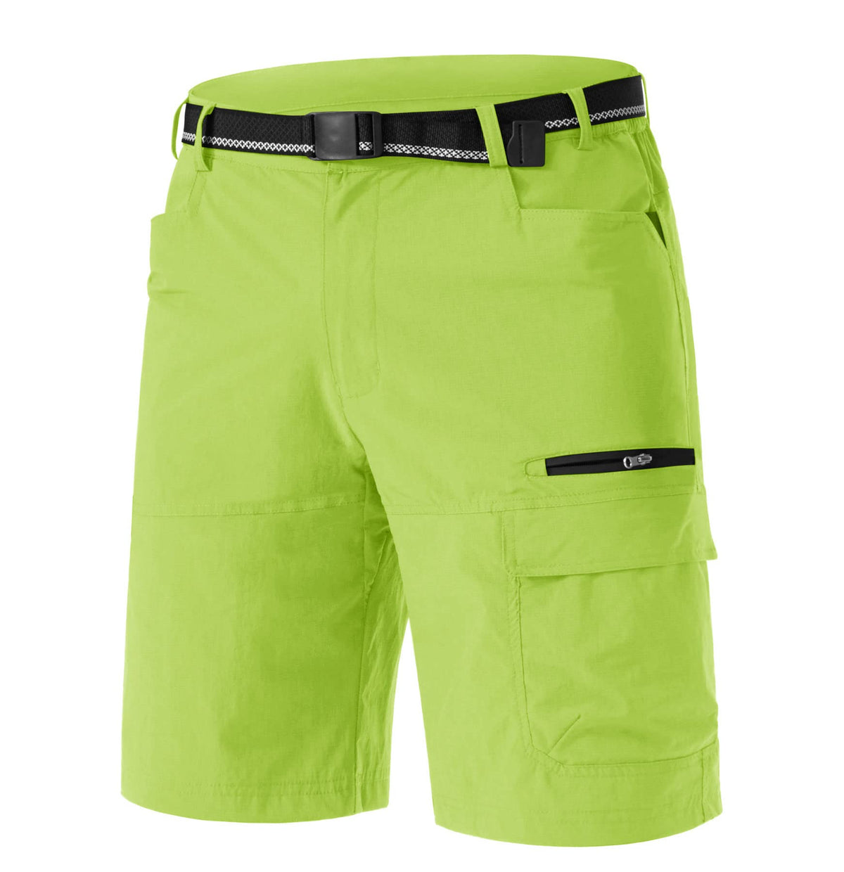 TACVASEN Men's Casual Shorts Lightweight Quick Dry Cargo Hiking Tactical Shorts Outdoor Summer with Zipper Pockets Yellow Green 40
