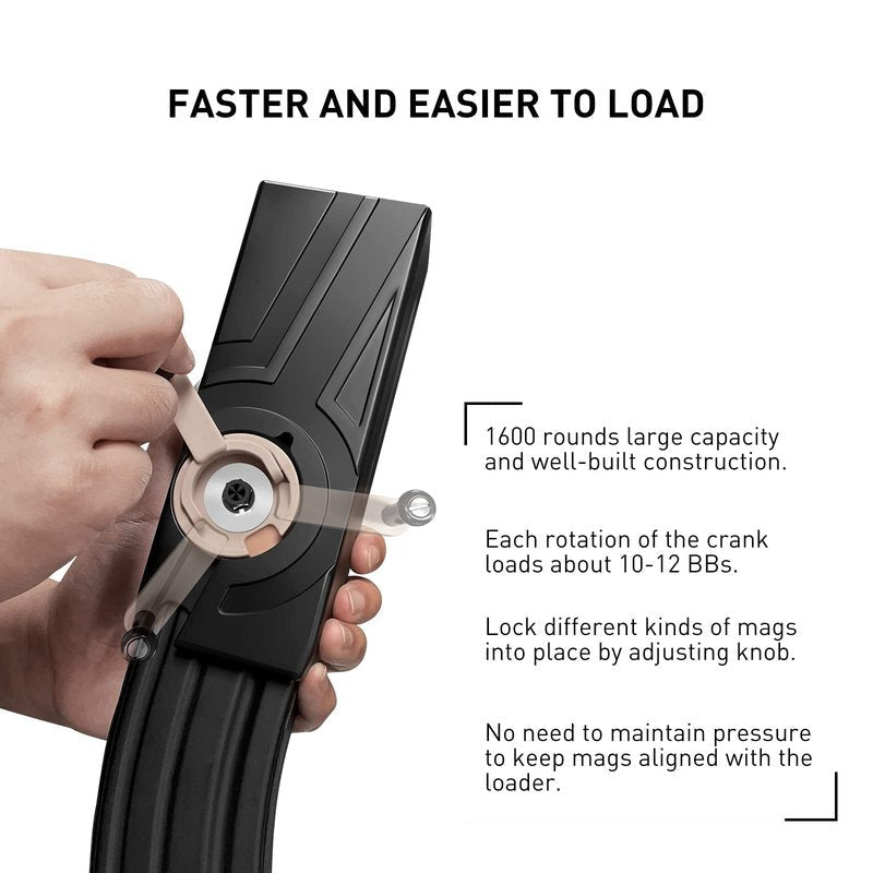 Ludex Universal 6mm Airsoft Speed Loader, Compatible for Most Mags of M4/M16/AK/MP5/G3/G36/Sterling/Famas/MP7/MK7 Series Airsoft AEG Rifles or SMGs,1600 Round Capacity Airsoft Magazines Speed Loader