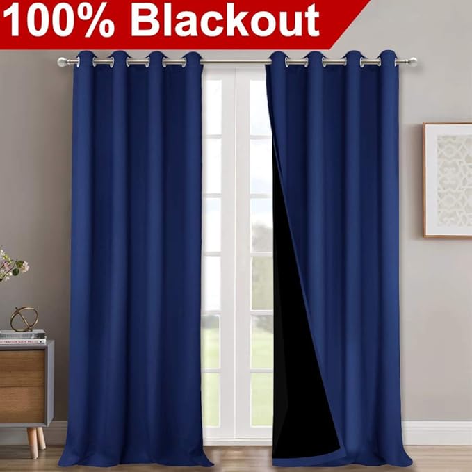 NICETOWN 100% Blackout Blinds, Royal Blue, Laundry Room Decor Window Treatment
