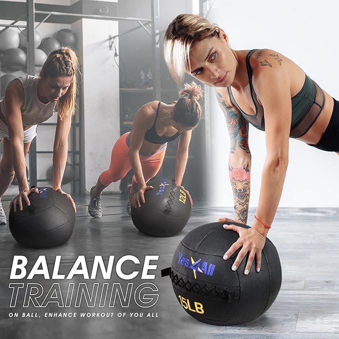 Yes4All Wall Ball - Soft Leather Weighted Iron Sand Ball for Versatile Workouts | 6 LB - 30 LB
