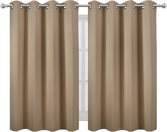 LEMOMO Natural Thermal Blackout Curtains/52 x 45 Inch/Set of 2 Panels Room
