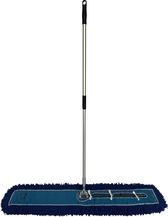 Ultimate Dust Mop Kit: Industrial-Grade Performance, Heavy-Duty Frame, Telescopic Handle - Blue 48 Inch