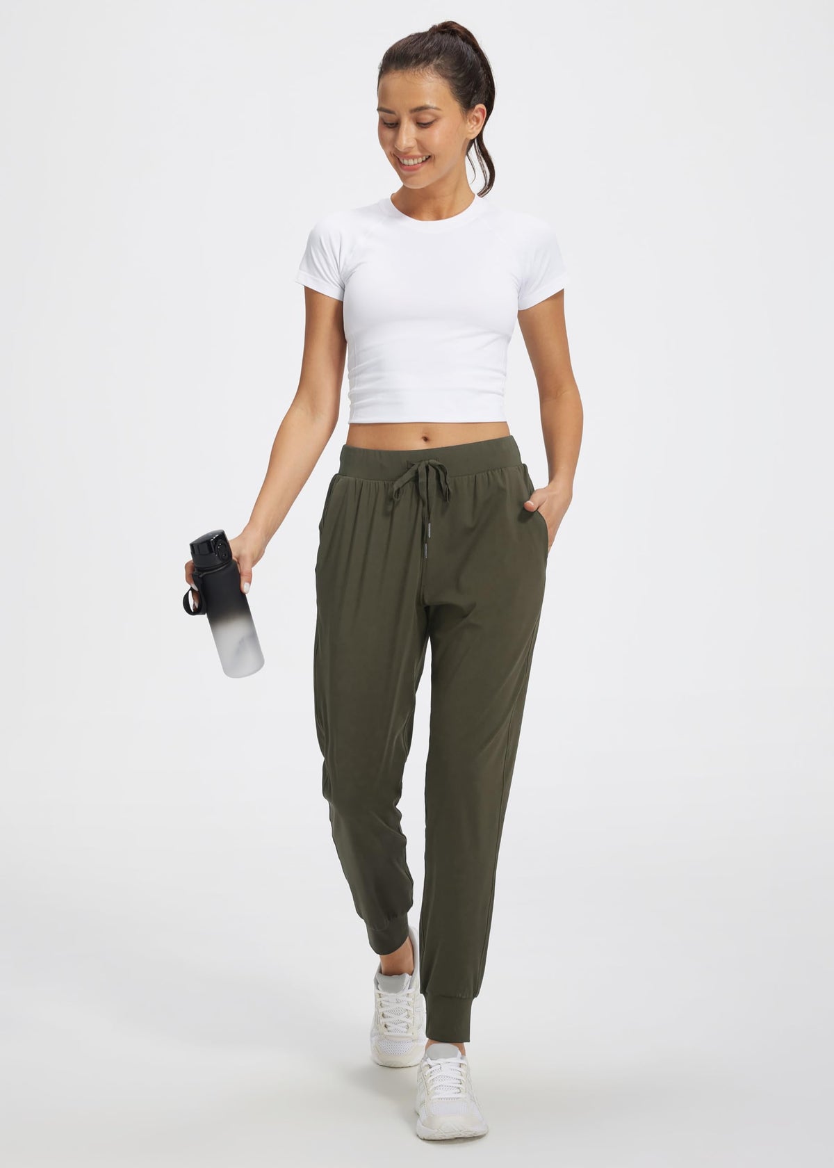 Libin Joggers for Women Tall/Regular/Petite Dance Sweatpants Athletic Workout Trousers Yoga Pants Tapered Casual Teacher Pants for Gym Golf Work Cloths, Olive Green L