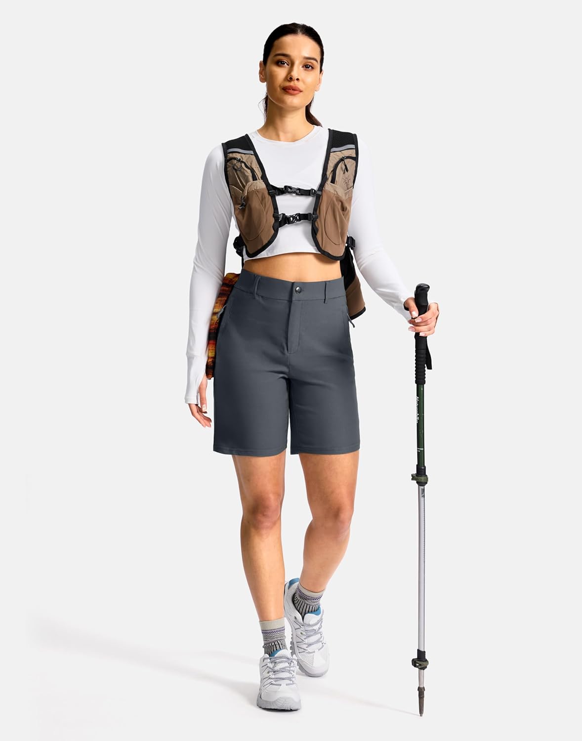 SANTINY Women's Hiking Golf Shorts - Quick Dry Stretch Fabric with 3 Pockets | 5"/7" Sizes Available