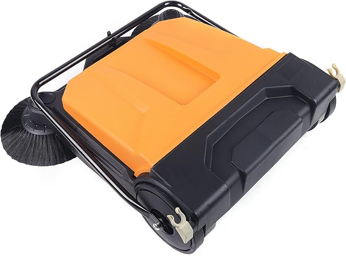 Eapmic Commercial Walk Behind Sweeper 26" Industrial Hand Push Floor Sweeper Outdoor Indoor Foldable Manual Sweeping Machine with 4 Gal Trash Bin for Basement, Garage, Driveway, Hotel