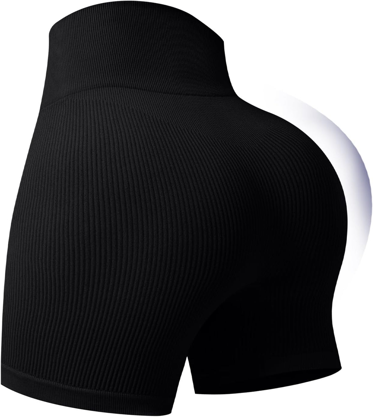 Skiennix Women's Ribbed Seamless Biker Shorts - High Waist Tummy Control Yoga Shorts for Fitness