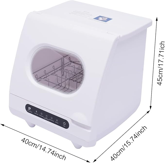 Portable Countertop Dishwasher,1.2KW Mini dishwasher with 5 Washing Programs & Basket,360° Dual Spray, Hold 2‑6 Sets Of Dishes,72℃ Rotating Spray,for Baby Care, Glass & Fruit Wash