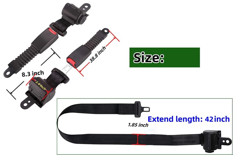 Universal Golf Cart Retractable Seat Belts and Bracket Kit 4 Passenger for Club Car,EZGO Yamaha etc. Golf Cart