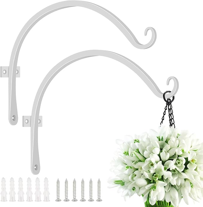 FEED GARDEN 2 Pack 12 Inch Hanging Plant Bracket Wall Hooks Decorative Plant