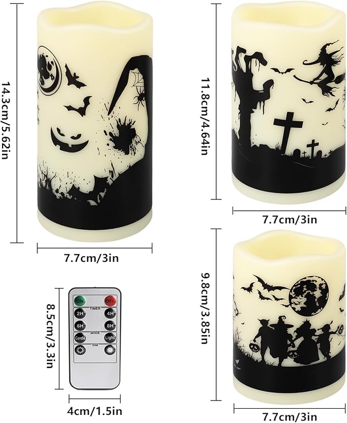 12-Pack Waterproof -Flameless Led Candles，Remote Control and Timer Functions for Halloween and More Decorations（3 Sizes）