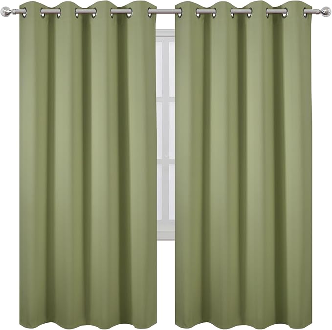 LEMOMO Sage Green Thermal Blackout Curtains/52 x 72 Inch/Set of 2 Panels Room