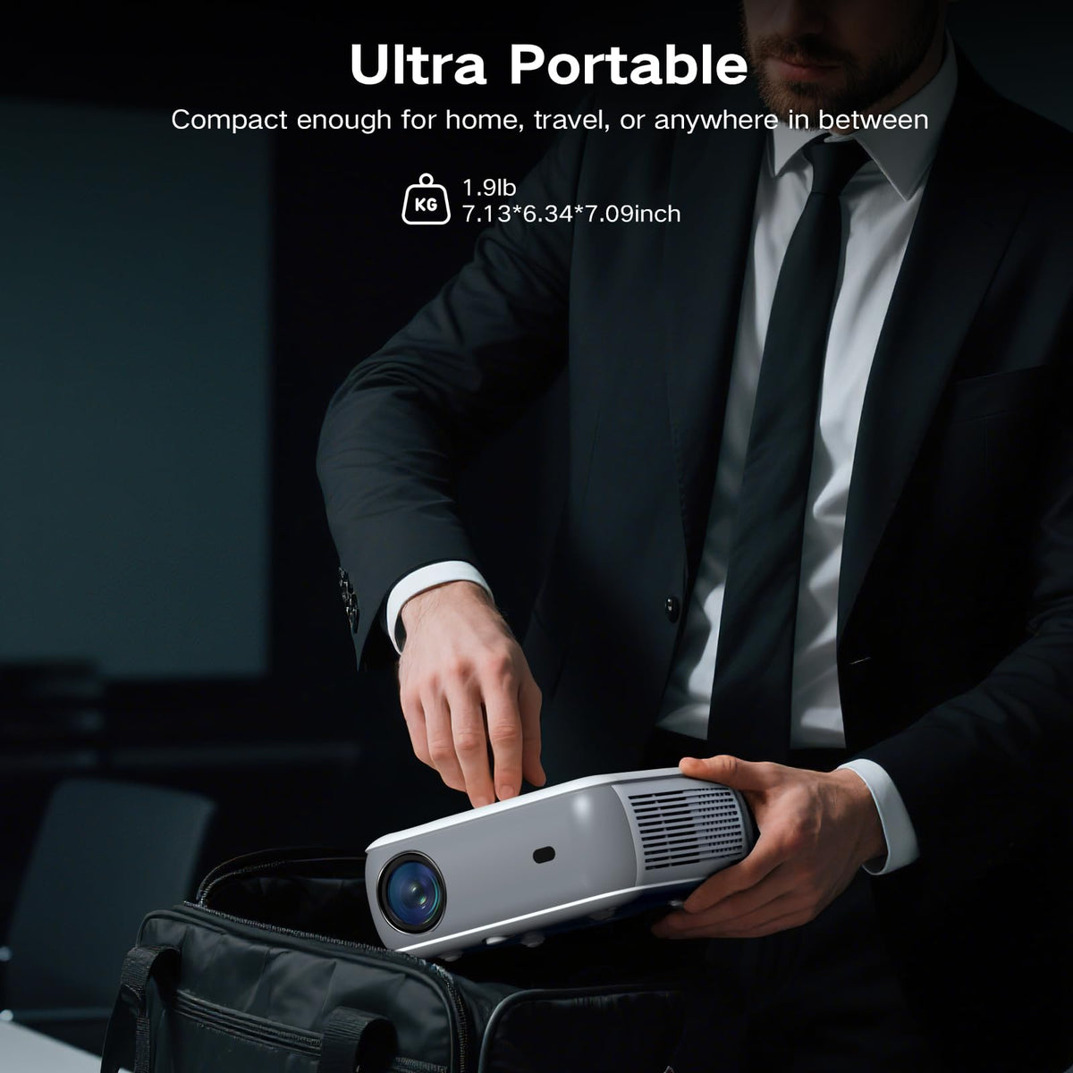 GROVIEW Native 1080P Bluetooth Projector, Home Theater Movie Mini Portable Projector with Built in Speaker, Compatible with PS5/Switch/USB for Bedroom Outdoor Indoor Use