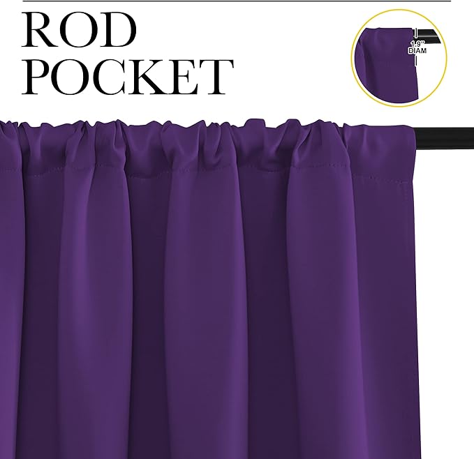 NICETOWN Kitchen Curtains, Royal Purple, Short Blackout Curtains & Drapes